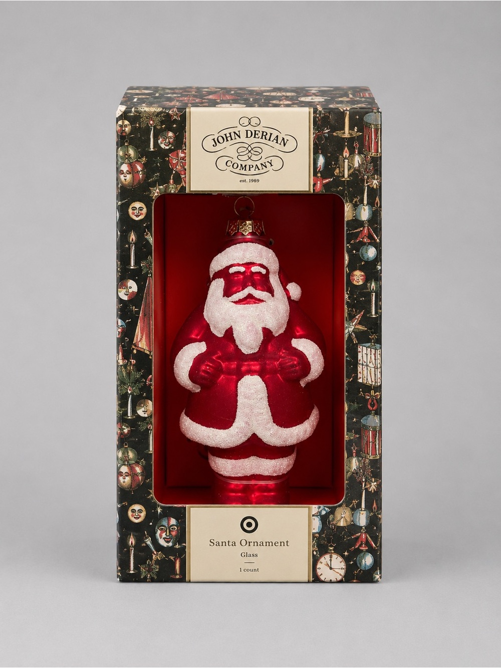 John Derian for Target Santa Glass Christmas Ornament Red & White Holiday Decor